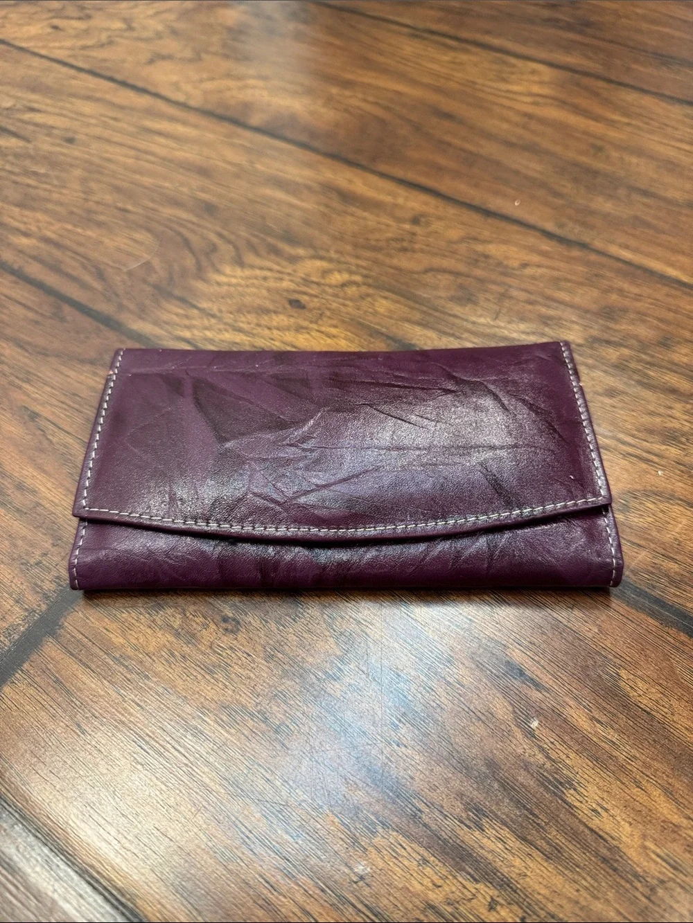 Burgundy Plum Tri Fold Wallet Clutch Organizer Snap Zip Pocket